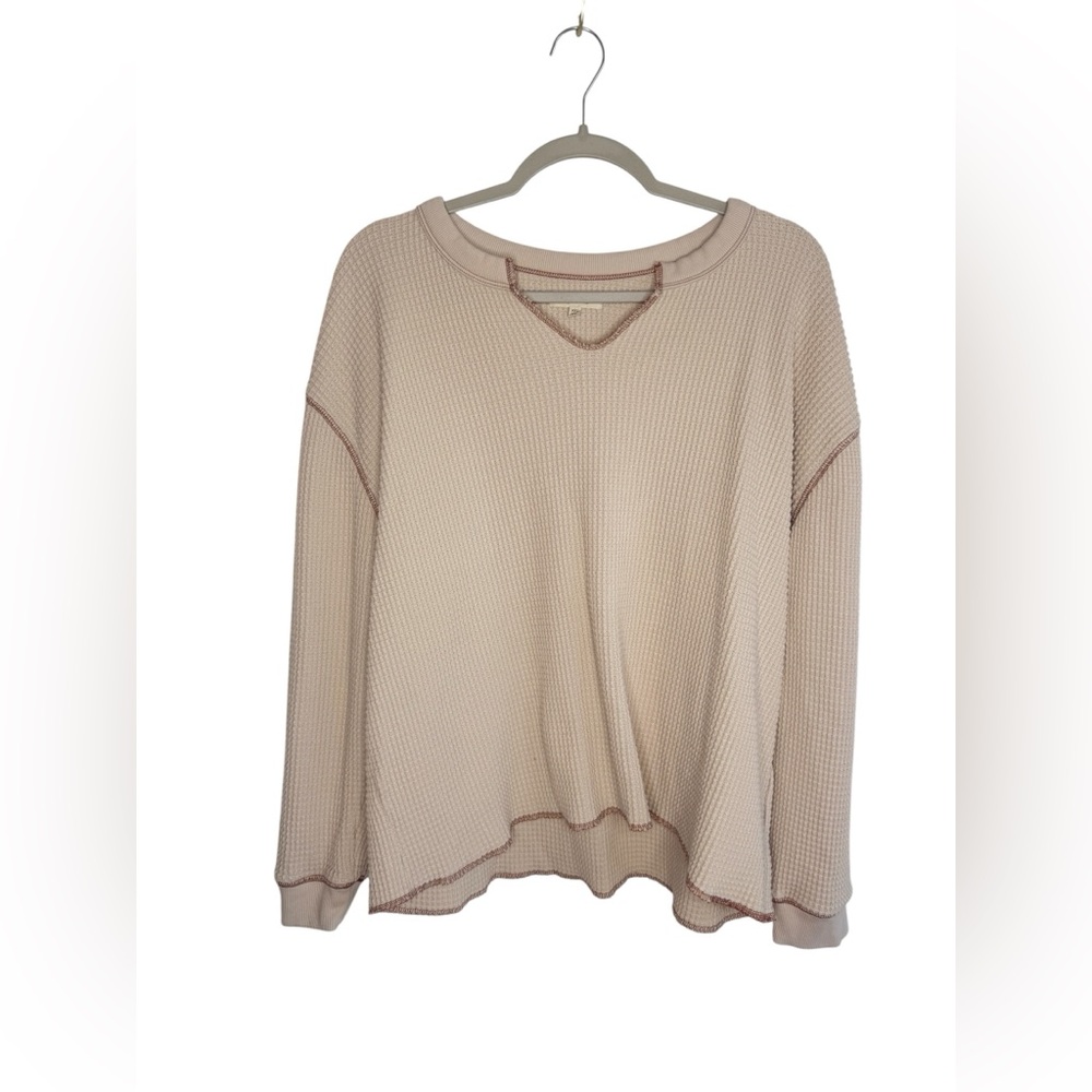 MADEWELL Waffle Split-Neck Crop Tee in Antique Cream Size XXL - Picture 2 of 8